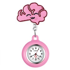 Silicone Fob Quartz Stretchable Clip-on Watch Nurse Doctor Embroide Pattern Gift