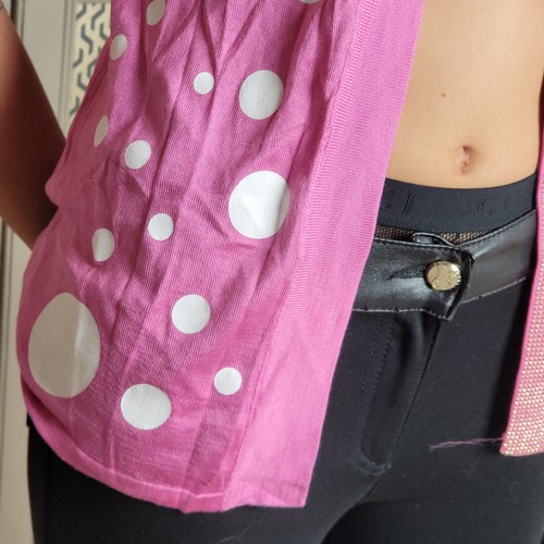 Versace Versus Vintage Pink Polka Dot Cardigan Cami Top Jersey Blouse SMALL - Picture 18 of 19