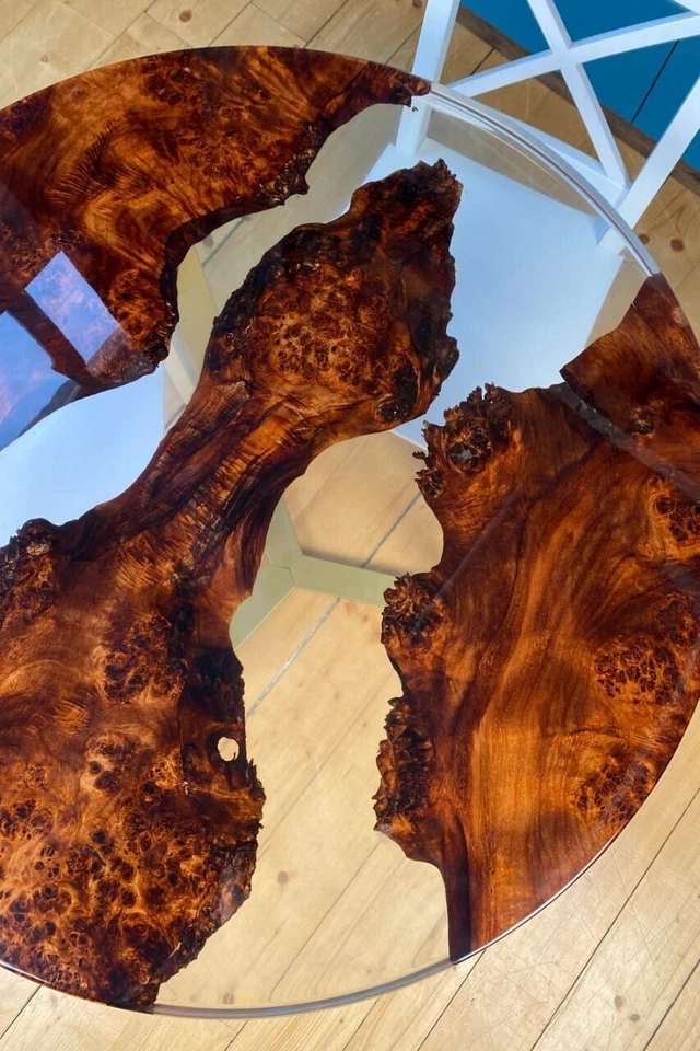 Clear Resin River Wood Table | Poplar Slab & Crystal Epoxy | Custom Sizes Availa - Image 3 of 4