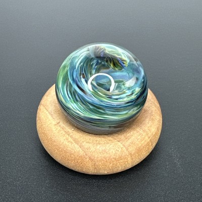 Contemporary Art Glass Marble .98'' Handmade Borosilicate MIB, Color Blend Swirls