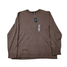 Alfani Solid Crewneck Sweater Mens 2XL Coffee Bean Brown Cotton Blend $50