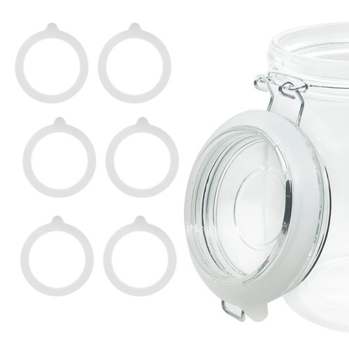 6 Piece Rubber Seal Ring for Glass Jars, Airtight Silicone Replacement