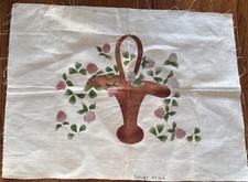 1930  s Stamped Linen 4 Embroidery Flower Vase