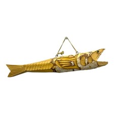Vintage Japanese Hand Carved Wood Fish Wall Hanging Ainu Folk Art 11.25”