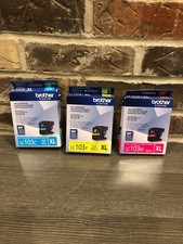 Genuine Set of Brother LC103XL Cyan, Magenta  Yellow Ink Cartridges