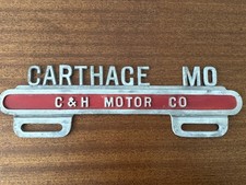 Vintage Ch Motor Co Carthage Missouri Advertising Cast License Plate Topper Vintage Ch Motor Co Carthage Missouri Advertising Cast License Plate Topper