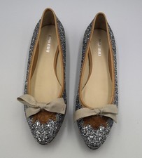 Miu Miu Silver Glitter Ballet Flats   Size 35 US 5.5   Excellent Condition