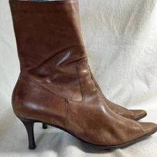 Diba Brown Leather Ankle Boots Pointe Toe US Size 9