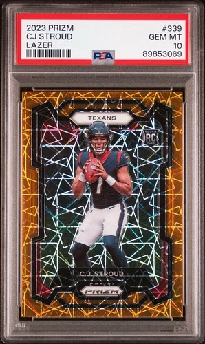 2023 Panini Prizm CJ Stroud RC Rookie Orange Lazer Prizm #339 PSA 10 Gem Mint