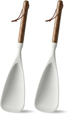 Silicone Spatula Cooking Spoon 2 Pcs with Wood Handle Great for Cooking and Serv