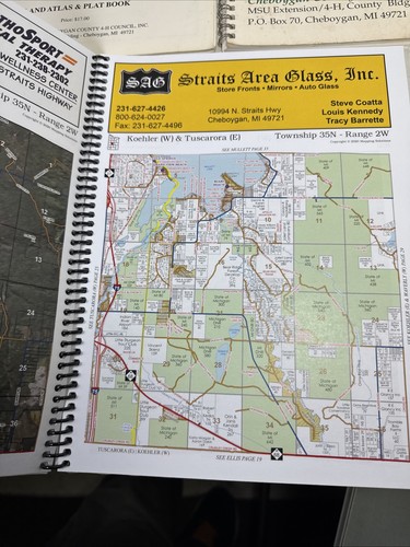 Lot Of 3 Cheboygan County Michigan 1994/1997/2021 Plat Books W/Land Atlas Maps - Picture 8 of 17