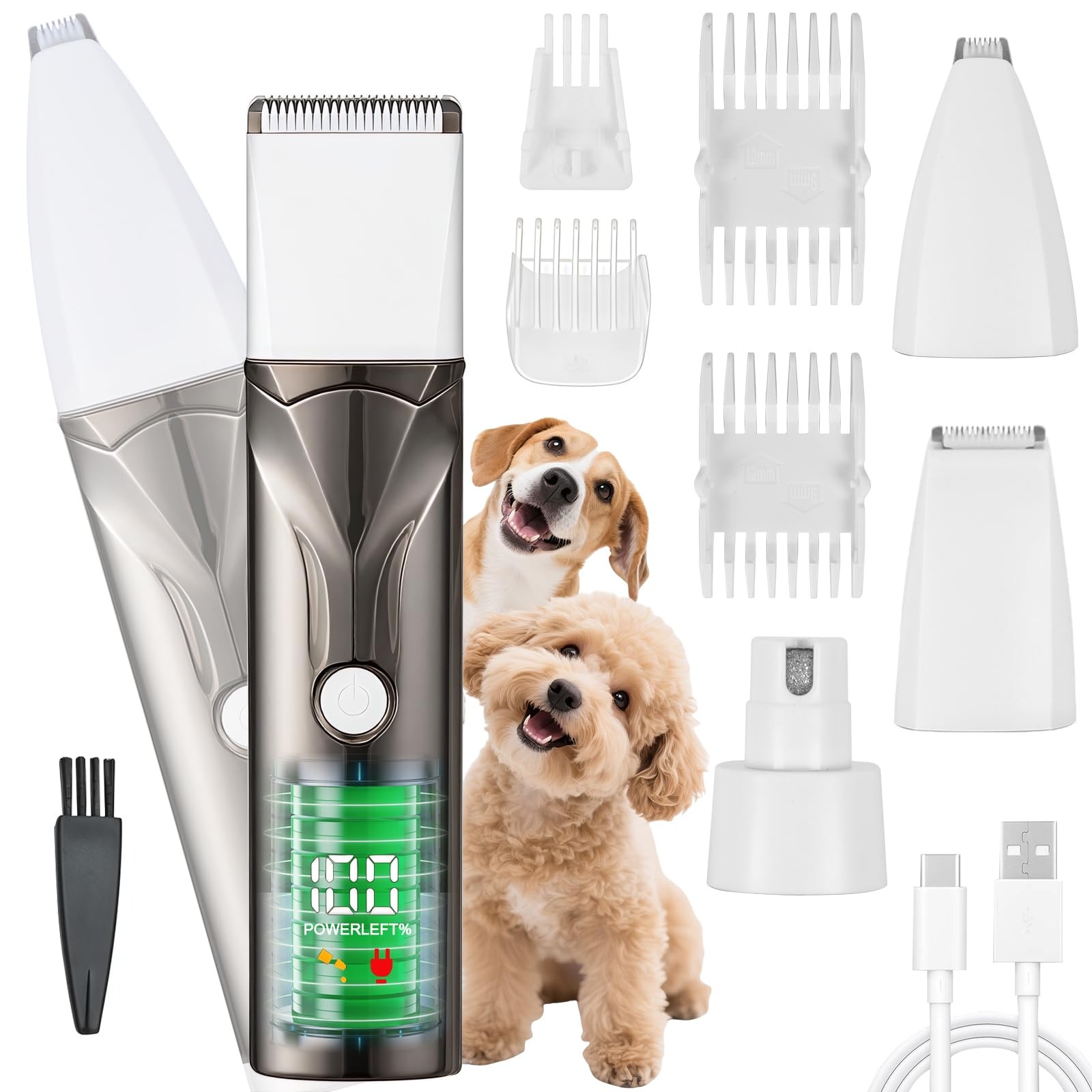 Tosatrice Silenziosa per Cani e Gatti Ninonly: Kit 4 in 1 per Pelo Lungo