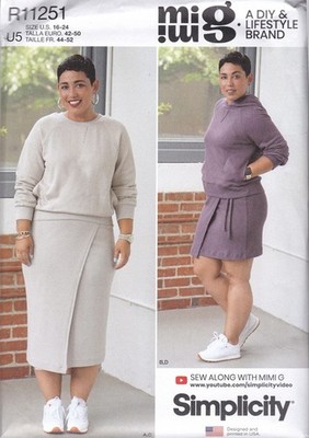 Uncut SIMPLICITY Mimi G Style Pattern R11251 / S9450 Womens 16-24 Knit Top Skirt