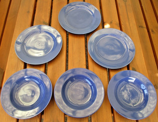 Plato de comida plato de sopa gres porcelánico azul 3 piezas cada uno