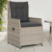 Gartensessel 2Er Set Poly Rattan Verstellbar Hellgrau Terrasse Balkon
