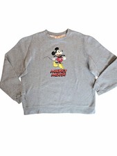 Vintage Disney Store Embroidered Mickey Mouse Grey Sweatshirt Unisex Size Medium