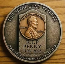 2025 RIP Penny Tribute Coin – Final Cent Commemorative – Retirement of US Penny
