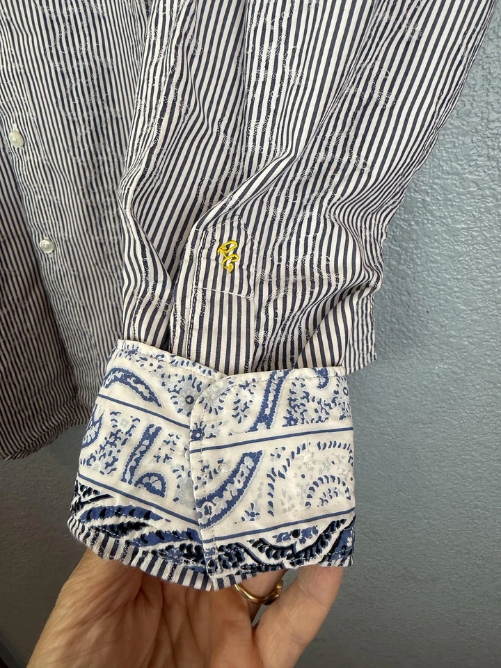 Robert Graham Shirt Mens XL Paisley Embroidered Stripe Long Sleeve Unique Casual - Image 2 of 4