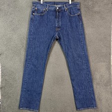 Levis 501 Jeans Mens 36x34 Blue Straight Fit Dark Wash Button Fly Denim Pants