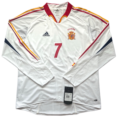 スペイン代表 #7 ラウル ユーロ2004パッチ付 オーセンティック 長袖 2004/05 Spain Authentic Away Jersey #7 Raul XL Long Sleeve Player