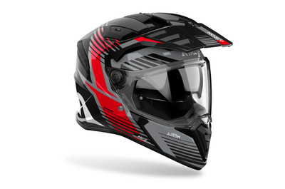 AIROH INTEGRALHELM DUAL BANDIT SPICY RED GLOSS SCHWARZ ROT Größe S