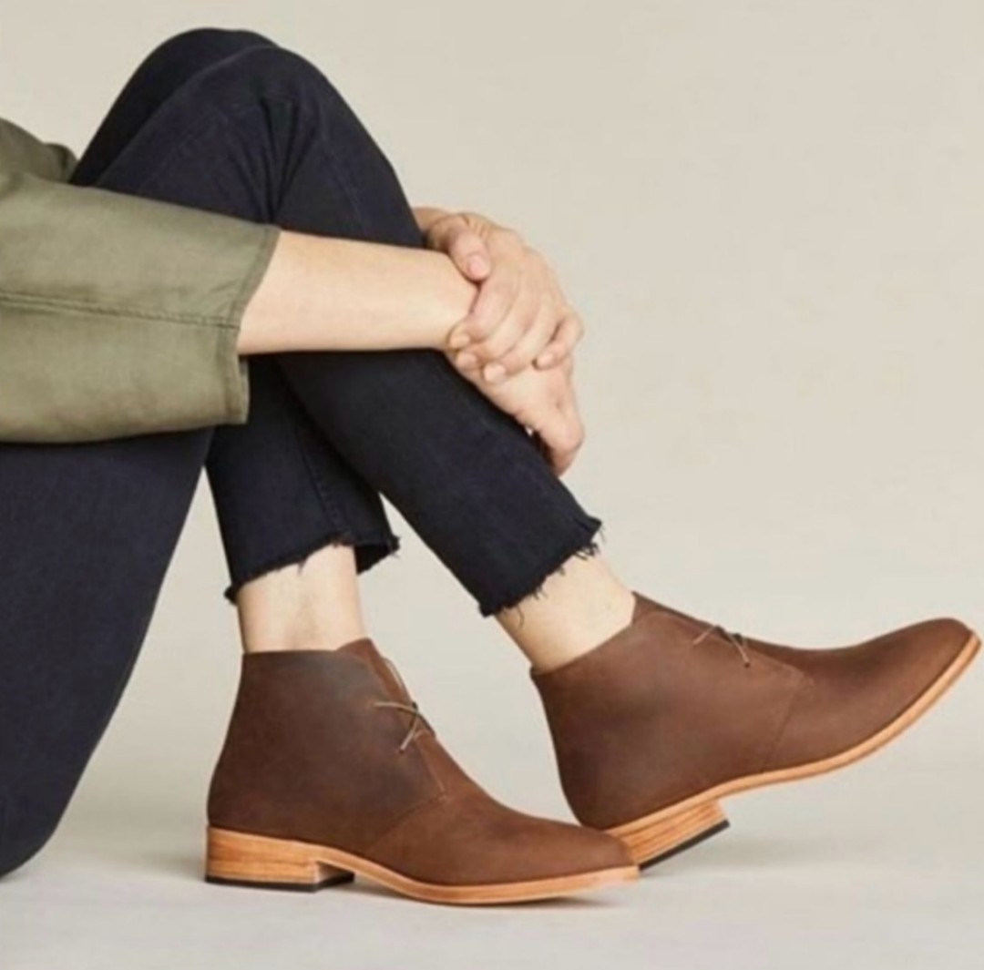 SAOLA Stivaletti donna Nisolo taglia 6 chukka marroni tutta pelle suola superiore stringati Isa