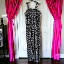 Emily West Girls Romper Sz 7 Black White Ikat Stretchy Knit Print Sleeveless