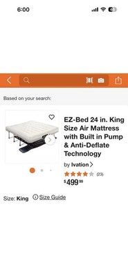 Ivation EZBed, King Mattress. 1/2 OFF RETAIL Built In: Pump, Frame, and wheels. 