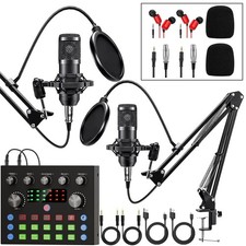 Podcast Equipment Bundle for 2, Audio Interface with Voice Changer Condenser ...