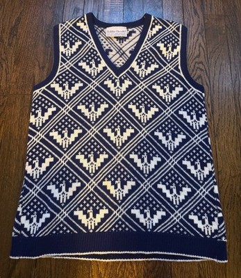 VTG  60s Bobbie Brooks Eagle Knit V-Neck Sweater Vest Navy White COLLEGIATE MO