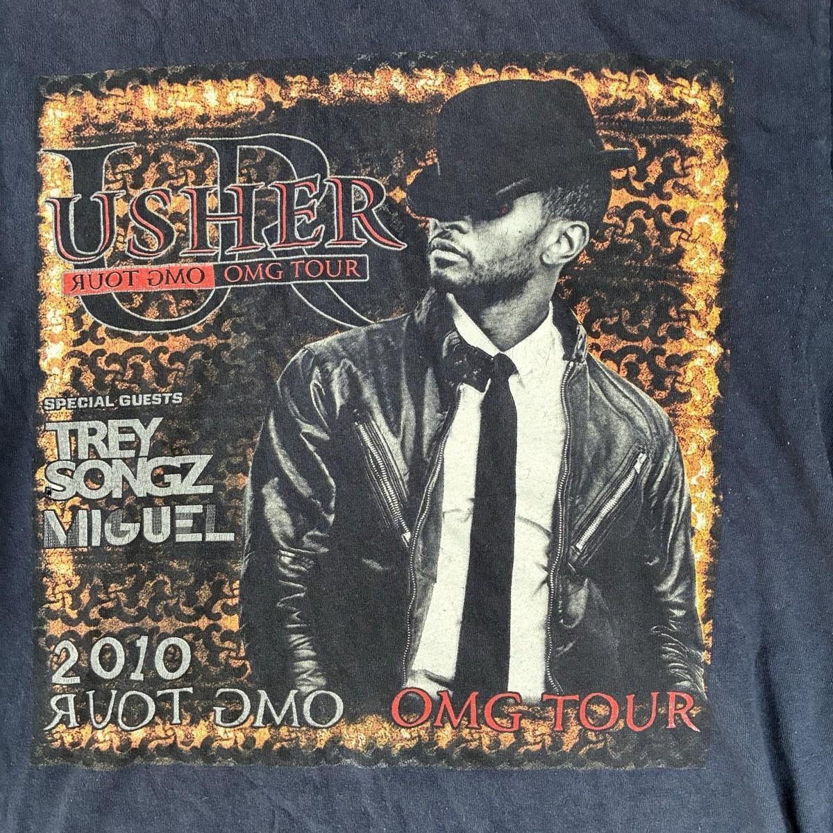 Usher 2010 OMG Tour Concert TShirt Trey Songz Miguel Blue Rock Pop 
