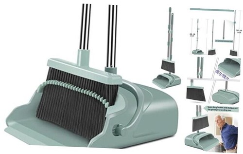 Upgrade Broom and Dustpan Set, Large Size and with Long Handle, Upright,Ideal - Picture 1 of 7