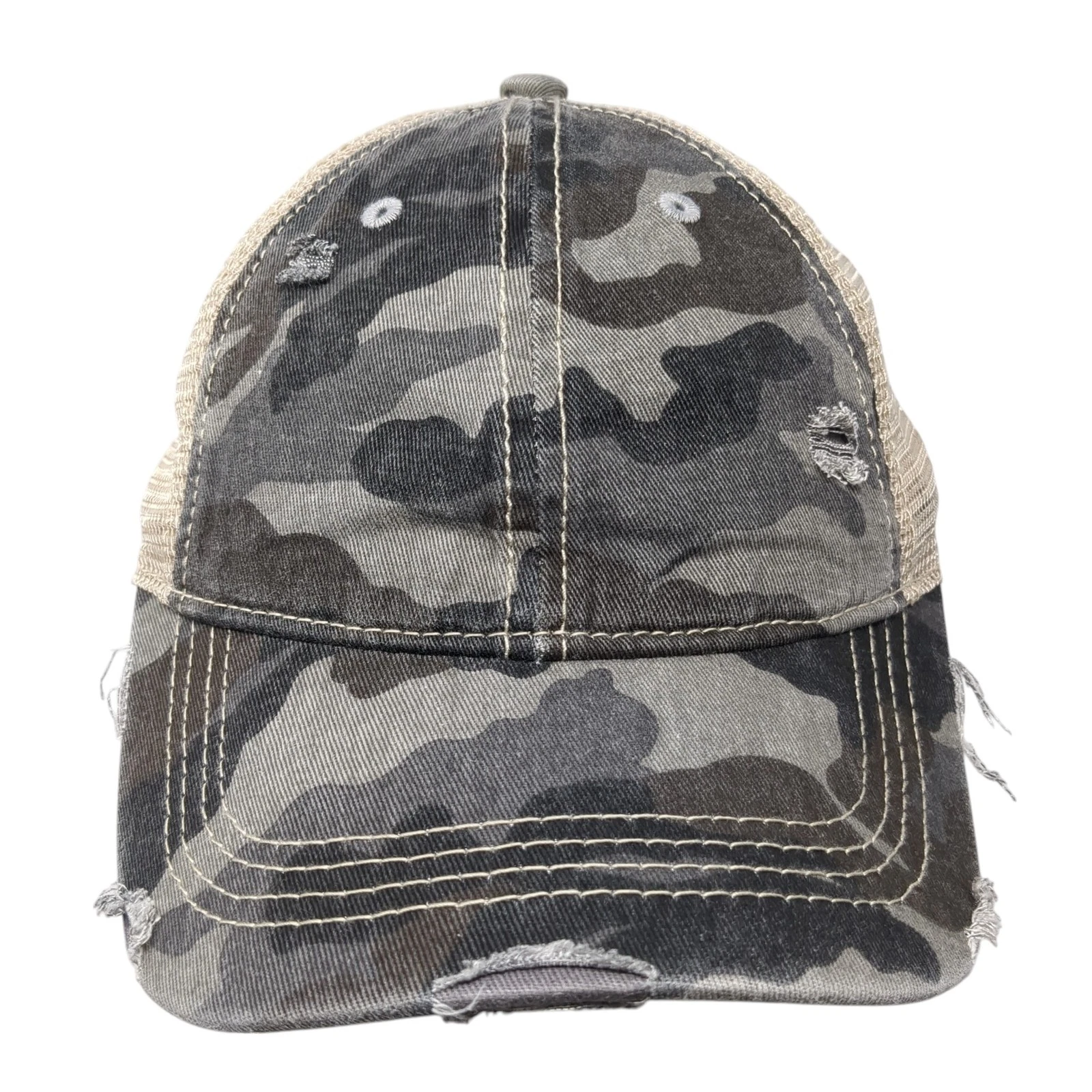 C.C Exclusives Strapback Trucker Hat Multi One Size Mesh Back Camo Ponytail
