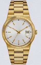 Goldfarbene Unisex Armbanduhr 40mm Edelstahl, schwarzes Zifferblatt, Datum