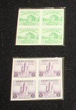 1933 - U.S. POSTAGE - MNH IMPERFORATE BLOCKS OF 4 - SC# 728-729