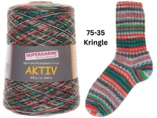 Christmas Sock Yarn Aktiv Supergarne Self-striping Cone 400g 75-35 Italy