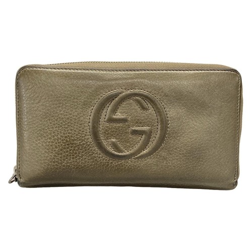 Auth GUCCI Soho 308280 Khaki Leather - Long Wallet