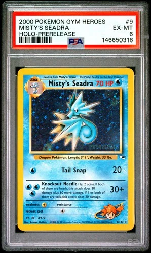 2000 POKEMON GYM HEROES HOLO-PRERELEASE #9 MISTY'S SEADRA PSA 6
