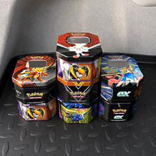 7 Genuine Pok&eacute;mon Empty Collector Tins - Bundle Storage