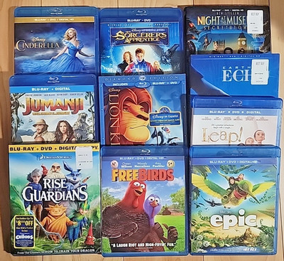 Disney Blu-rays Lot 10 Cinderella Lion Birds Epic Leap Echo Jumanji King Night