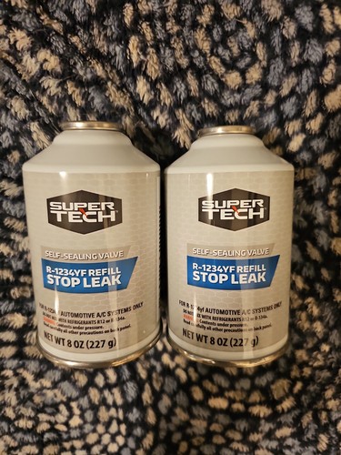 Lot Of 2) Super Tech R-1234YF REFILL STOP LEAK A/C Recharge 8 OZ CANS