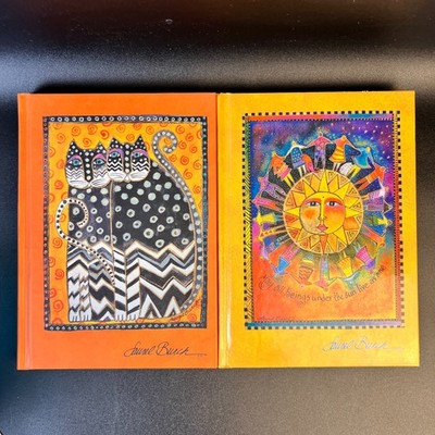 Laurel Burch Hardcover Journal set of 2 book Polka Dot Cats & Sun w People Lined