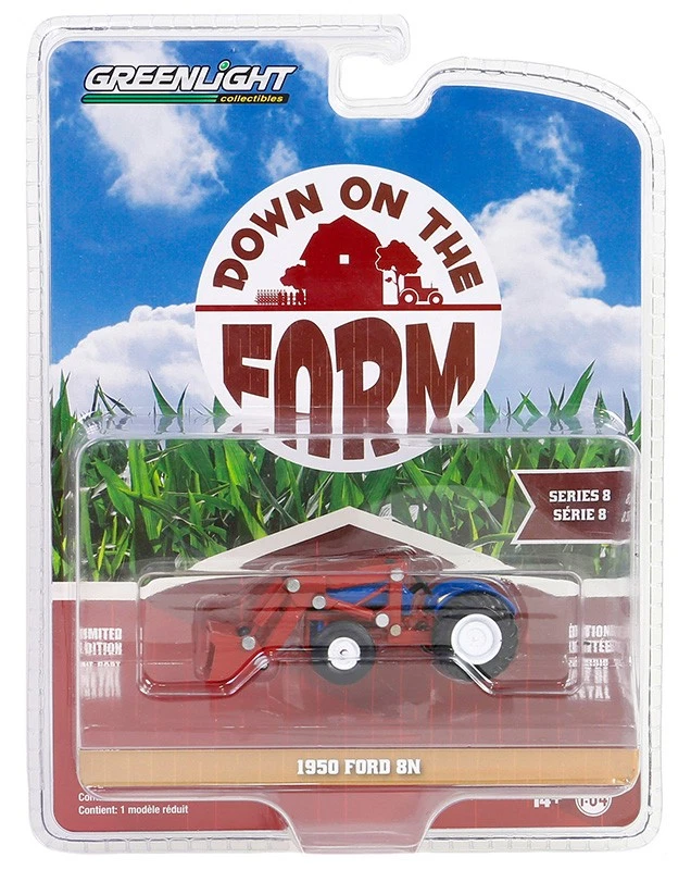 ,GREENLIGHT, FORD 8N con cargador 1950 Azul y rojo de la serie DOWN ON THE FA... - Imagen 2 de 2