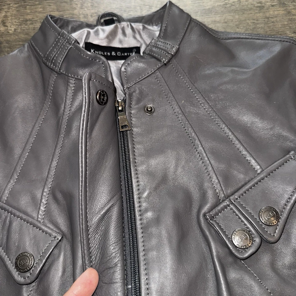 De Colección Knoles & Carter Mujer’s Aviador Bombardero Italiano Piel de Cordero Cuero Chaqueta Cremallera Foto 3 de 4