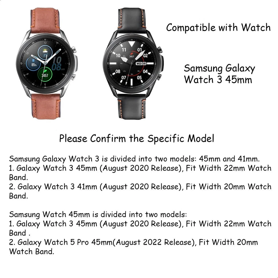 Galaxy Watch 3 45mm Bandas Pack 2, Compatible con Correa Samsung, Ancho 22mm Le... Foto 3 de 4