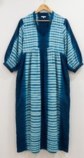 Indian Hand Block Print Tie Dye Cotton Midi Dress Women Bohemian Style