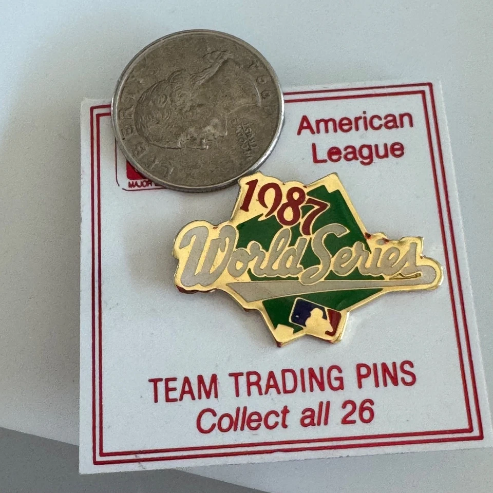 Vintage 1987 World Series MLB American League Enamel Lapel Pin On Card - Image 3 of 3