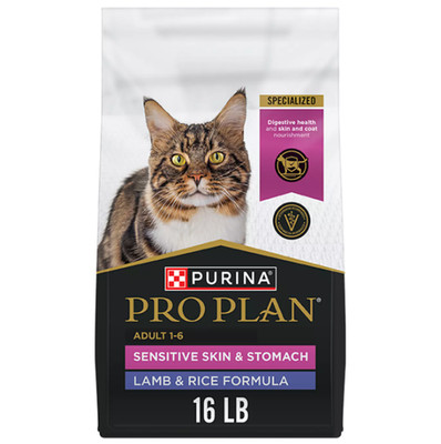 Purina  Pro Plan Sensitive Skin & Stomach Adult Dry Cat Food - Lamb & Rice 16 Lb
