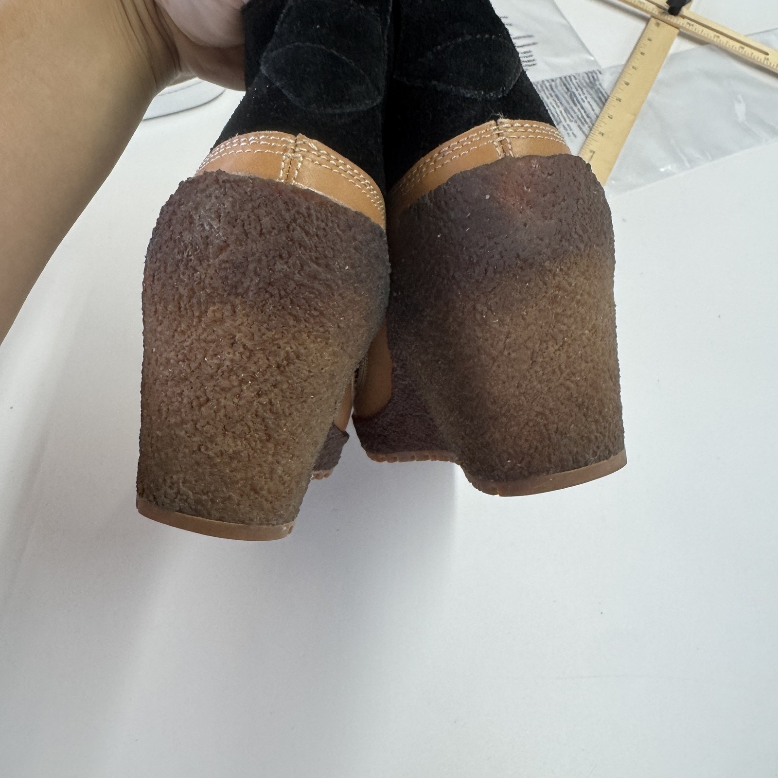 Scarpe Merrell donna taglia 9 TREMBLANT nere scamosciate zeppa tacco stivali stringati casual