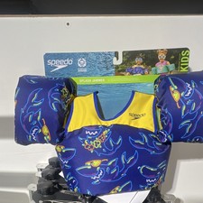 Speedo Splash Jammer Kids Flotation Swim Trainer Vest Blue/Yellow Shark Print